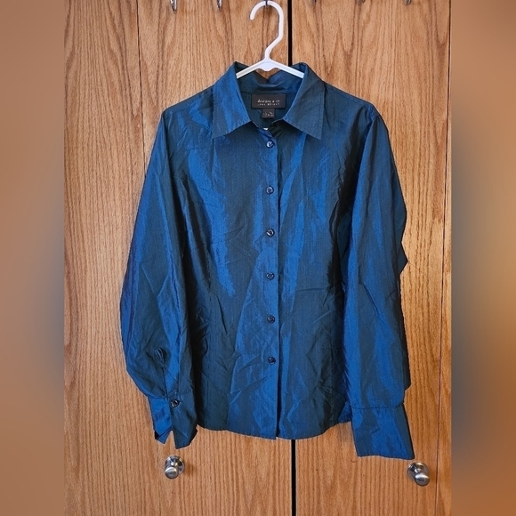 ⭐️Designs & Co. Lane Bryant 100% Silk size 16 button up - Picture 1 of 3
